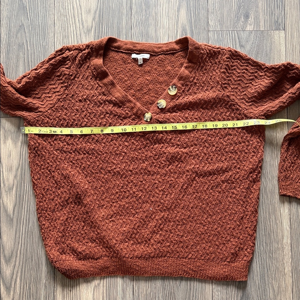 Maurices Women's Rust V-Neck Sweater with Button Details - Picture 4 of 8